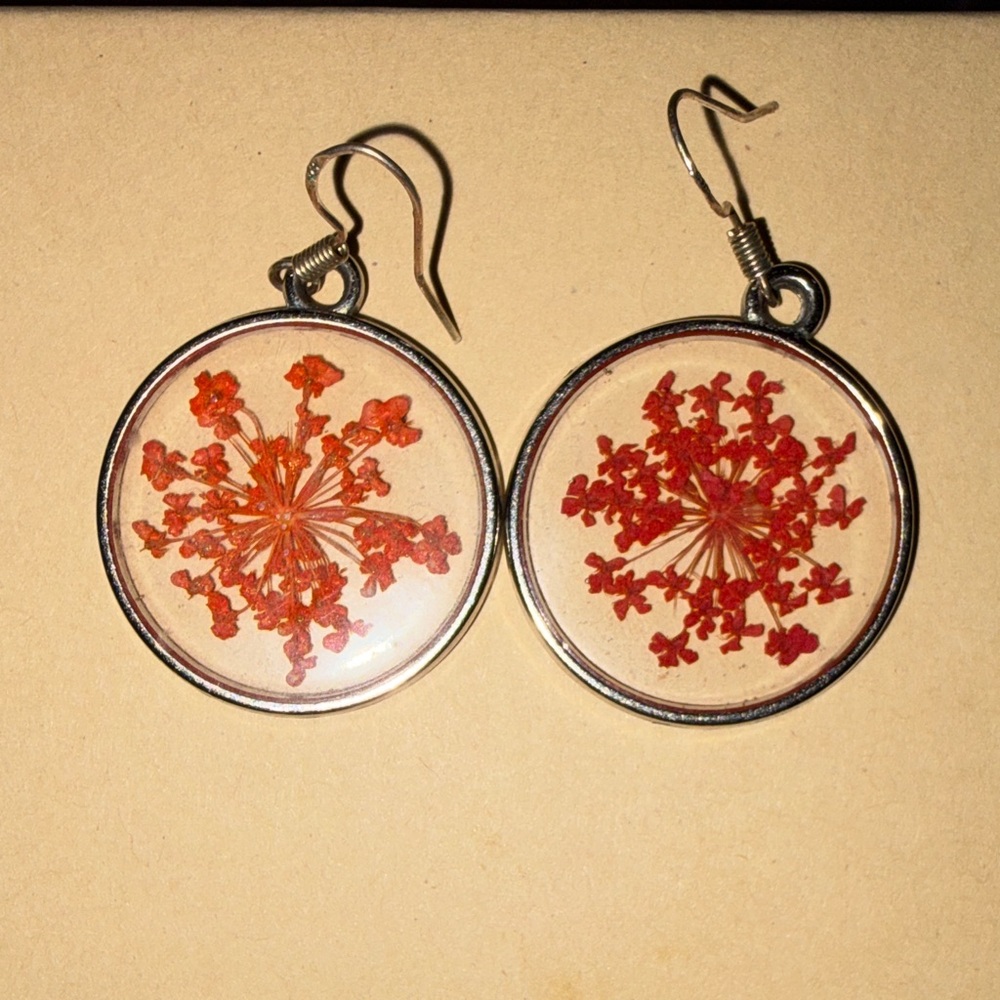 Red and Orange Floral Earrings